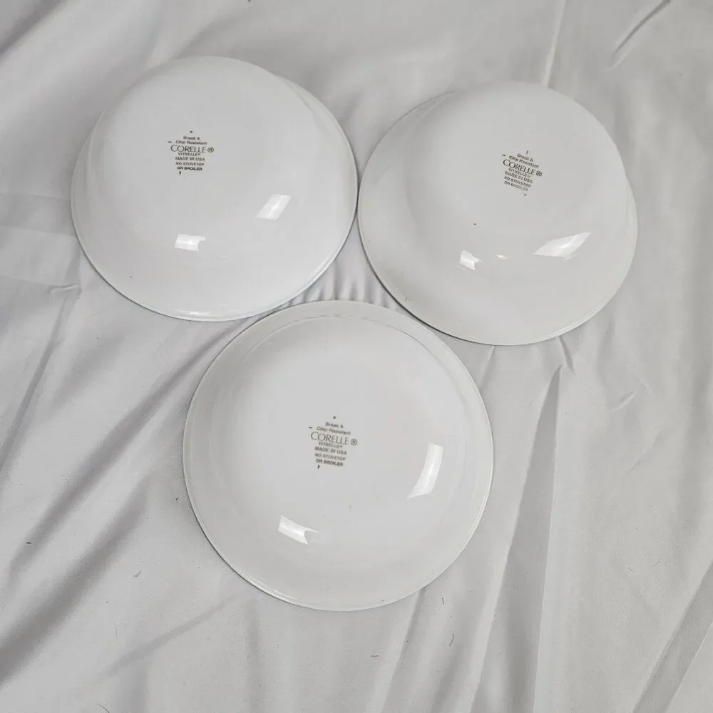 Set 3 Corelle South Beach Cereal Bowls Turquoise Rim 6-1/4